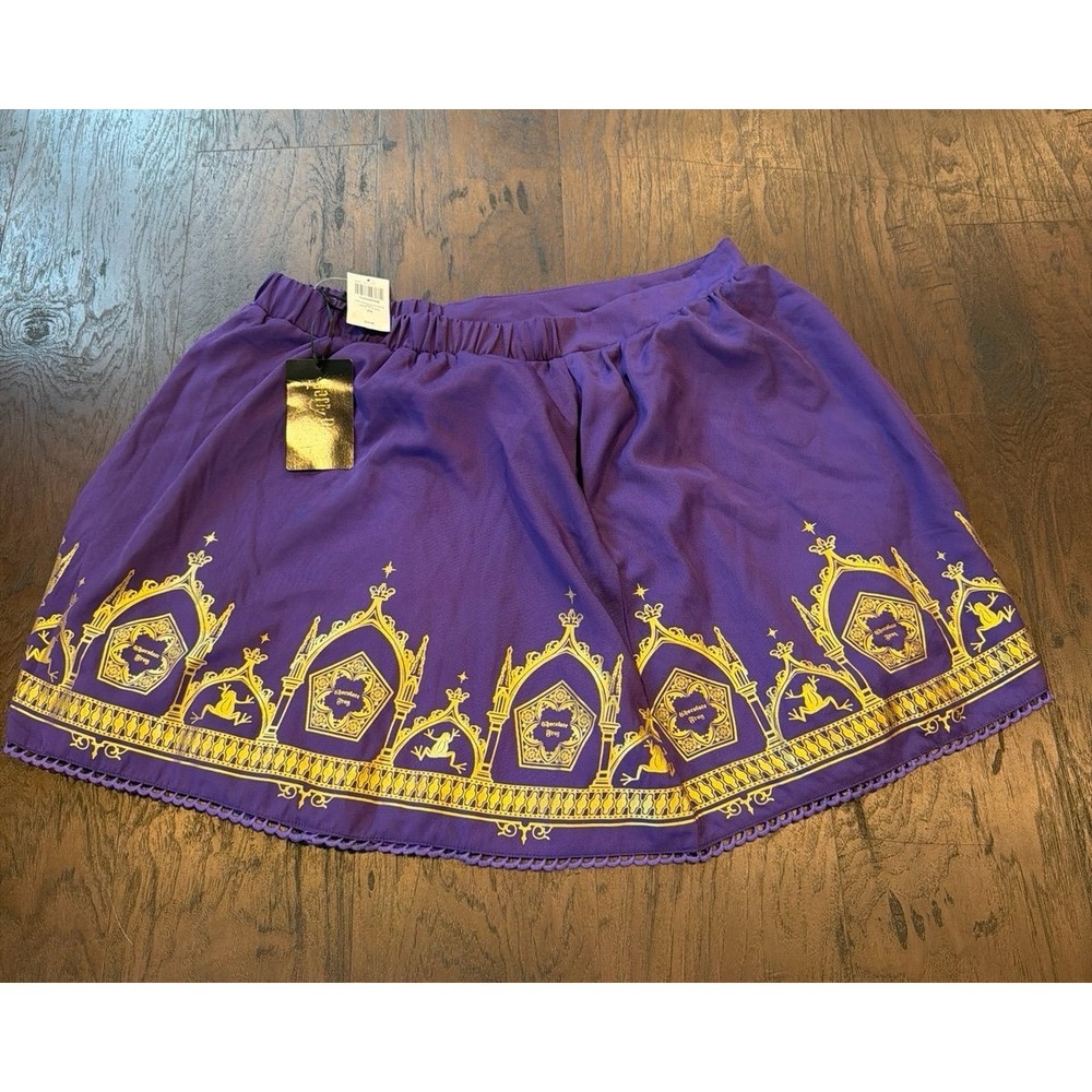 Harry Potter Chocolate Frog Skirt Purple Gold Hot Topic Plus Size 2X NWT